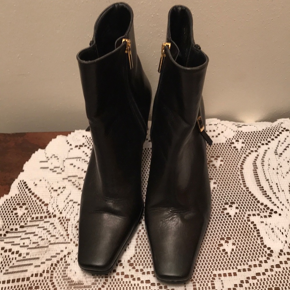 ENRICO GERBI Black Leather Made In Italy Sz 7